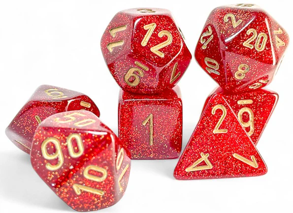 7-Die Set Mega-Hedrals Glitter: Ruby/Gold - Image 2