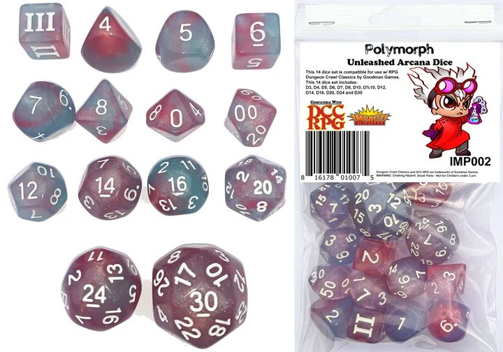 Dungeon Crawl Classics - 14pc Dice Set - Polymorph (Unleashed Arcana Dice)