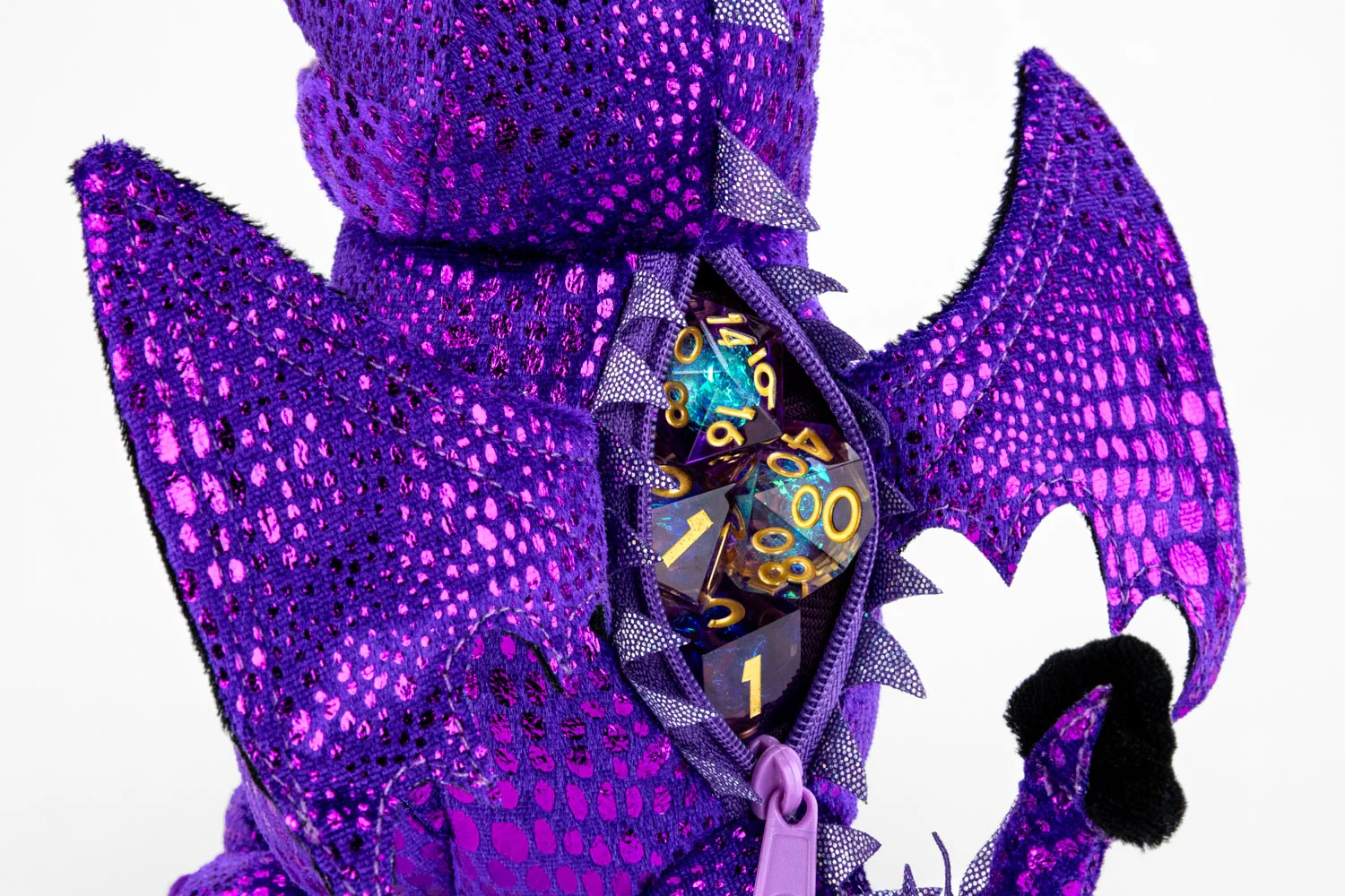 FanRoll: Plush Purple Dragon Dice Bag - Image 2