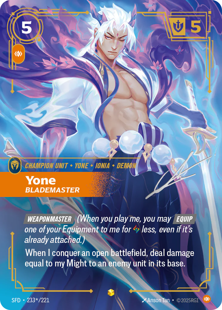 Yone, Blademaster (Overnumbered) (Signature) [Spiritforged] 233*/221